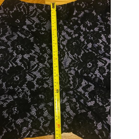 Le Chateau Purple Lilac Black Floral Lace Skater Wedding Cocktail Disco dress - Picture 6 of 6